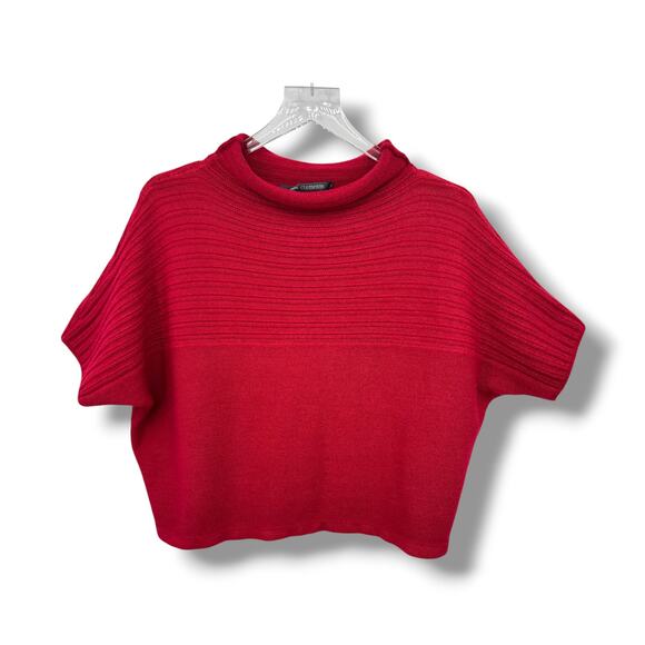Elemente Clemente sweater S 100% virgin wool crop rolled collar rib knit top - Picture 1 of 9